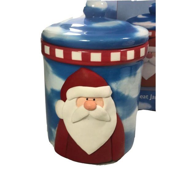 Sakura Oneida Earthenware Zulauf Design Jolly Santa Christmas Cookie Treat Jar - Picture 2 of 12